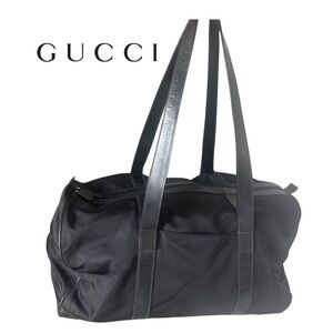 Gucci 1998 Tom Ford Black Canvas Leather Travel Bag Vintage Duffle Luggage Purse